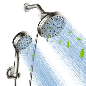 Shower Head Combo -  4.5" 6-Setting Handheld Showerhead and 7" 5-Setting Rainfall Spray