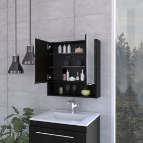 Medicine Cabinet with Mirror Lexington,Three Internal Shelves, Black Wengue Finish
