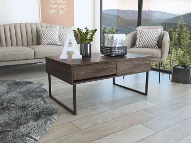 Lift Top Coffee Table With Drawer Vezu, Dark Walnut Finish