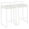 Fuji Contemporary Stackable Counter Stool in White with White Velvet Cushion by LumiSource - Set of 2