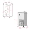 Bar Cart with Casters Reese, Six Wine Cubbies and Single Door, White Finish