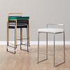 Fuji Contemporary Stackable Counter Stool in White with Black Velvet Cushion by LumiSource - Set of 2