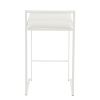 Fuji Contemporary Stackable Counter Stool in White with White Faux Leather Cushion by LumiSource - Set of 2