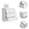 Classic Three Drawer Dresser; Superior Top; Handles -White