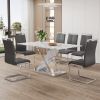 Modern white rectangular marble textured glass dining table and office desk. Equipped with stainless steel base. Beautiful and durable. 63"*37"*30"
