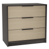3 Drawers Dresser Maryland, Superior Top, Black Wengue / Pine Finish