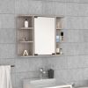 Medicine Cabinet Milano, Six External Shelves Mirror, Light Gray Finish