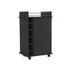 Bar Cart Baltimore, Two Tier Cabinet With Glass Door, Six Wine Cubbies, Black Wengue Finish