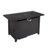 Living Source International 25'' H x 42'' W Steel Outdoor Fire Pit Table with Lid (Black)