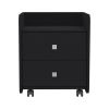 Nightstand Csmet, Metal Handle, Two Drawers, Black Wengue Finish