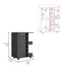 Bar Cart Wells, Four Casters, Six Wine Cubbies, Single Door Cabinet, Smokey Oak Finish