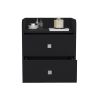 Nightstand Csmet, Metal Handle, Two Drawers, Black Wengue Finish