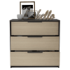 3 Drawers Dresser Maryland, Superior Top, Black Wengue / Pine Finish