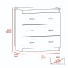 Classic Three Drawer Dresser; Superior Top; Handles -White