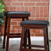 24" Counter Stool, Espresso Finish, Black Leather Seat
