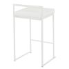 Fuji Contemporary Stackable Counter Stool in White with White Velvet Cushion by LumiSource - Set of 2