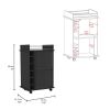 Bar Cart Baltimore, Two Tier Cabinet With Glass Door, Six Wine Cubbies, Black Wengue Finish