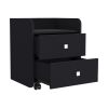 Nightstand Csmet, Metal Handle, Two Drawers, Black Wengue Finish