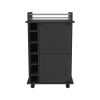 Bar Cart Baltimore, Two Tier Cabinet With Glass Door, Six Wine Cubbies, Black Wengue Finish