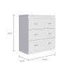 Classic Three Drawer Dresser; Superior Top; Handles -White
