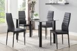 Modern Style Black Metal Finish Side Chairs 2pc Set Faux Leather Upholstery Contemporary Dining Room Furniture
