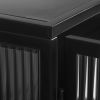27.56"Glass Doors Modern Two-door Wall Cabinet with Featuring Three-tier Storage for Entryway Living Room Bathroom Dining Room,Black