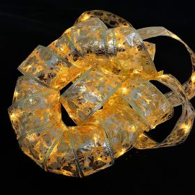 Colored Lights With Colorful Luminous Decorations (Option: Golden Ribbon Warm Light-2M)