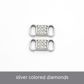 Rhinestone Shoelace Buckle Metal Shoe Buckle (Option: 8 Words Silver Colored Diamond)