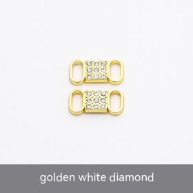 Rhinestone Shoelace Buckle Metal Shoe Buckle (Option: 8 Word Gold White Diamond)
