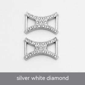 Rhinestone Shoelace Buckle Metal Shoe Buckle (Option: X Word Silver White Diamond)