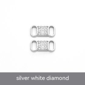 Rhinestone Shoelace Buckle Metal Shoe Buckle (Option: 8 Words Silver White Diamond)