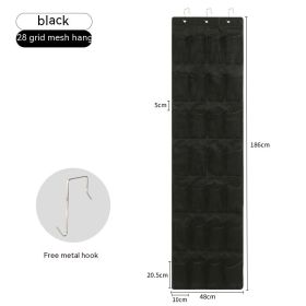 Storage Bag Behind The Door Household Hanging (Option: Black 28 Grid)