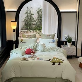 Cartoon Cute Style Cotton Sanding Duvet Cover Bed Sheet Bedding (Option: E-2m Bed 4pc)