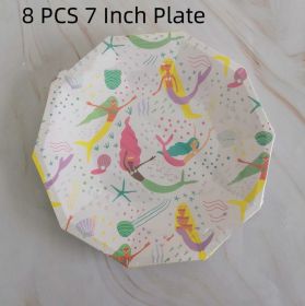 Decagon Mermaid Party Supplies Paper Pallet (Option: 8 PCS 7 Inch Plate)