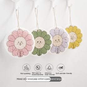Compressed Wood Pulp Cotton Dishwashing Cloth With Wood Paddle (Option: C)