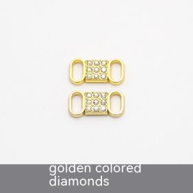 Rhinestone Shoelace Buckle Metal Shoe Buckle (Option: 8 Word Gold Colorful Crystals)