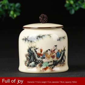 Porcelain Tea Sealed Cans Large Household Moisture-proof Storage Tank (Option: Style 2)