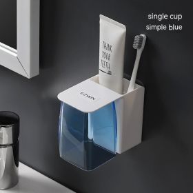 Simple Magnetic Tooth Glass Suit Household Hanging (Option: Single Cup Simple Blue)