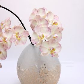 Factory Direct Sales Artificial Flower 3D Printing 8 Heads Phalaenopsis Wedding Flower Bouquet Decoration Moist Feeling Single Stem Fake Flower (Color: Pink)