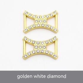 Rhinestone Shoelace Buckle Metal Shoe Buckle (Option: X Word Gold White Diamond)