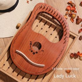 Solid Wood Veneer Lyre (Option: 16Strings Wood Color-The Luck Fairy)
