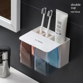 Simple Magnetic Tooth Glass Suit Household Hanging (Option: Double Cup Red Blue)