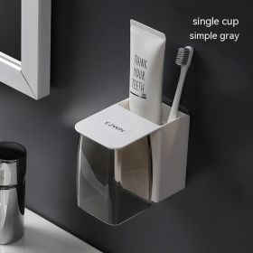 Simple Magnetic Tooth Glass Suit Household Hanging (Option: Single Cup Simple Gray)