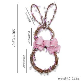 Easter Rabbit Pendant LED Luminous Vine Ring (Option: Rabbit Garland-Pink Purple Style Small Size)