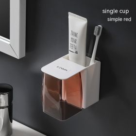 Simple Magnetic Tooth Glass Suit Household Hanging (Option: Single Cup Simple Red)