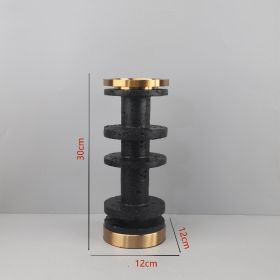 Creative Resin Cave Stone Metal Bamboo Candlestick Ornaments (Option: Black-S)