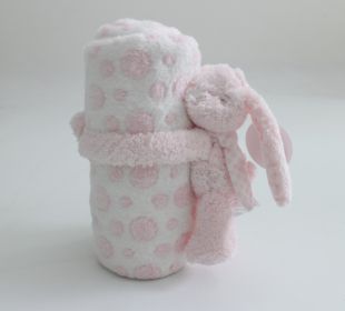 Baby Simple Cartoon Flannel Blanket (Option: TB01003 Pink Rabbit-100X75cm)
