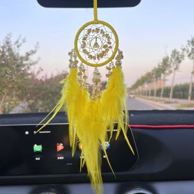 Crystal Stone Automobile Hanging Ornament Dreamcatcher (Color: Yellow)