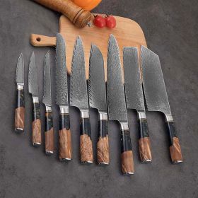 Western Chef Knife Slicing Knife Santoku (Option: Black 9PCs Set)