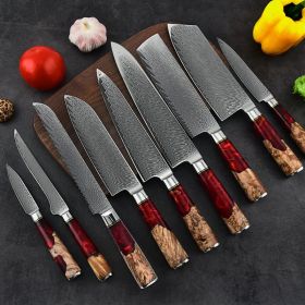Western Chef Knife Slicing Knife Santoku (Option: Red Resin 9PCs Set)
